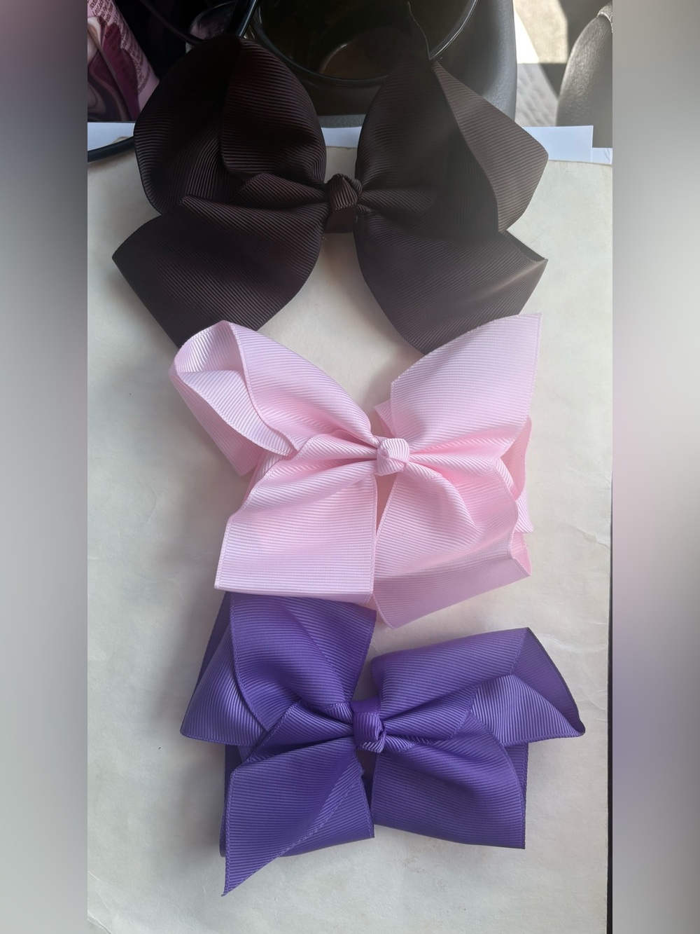 Classic Grosgrain Hair Bows - Pink, Purple, Brown